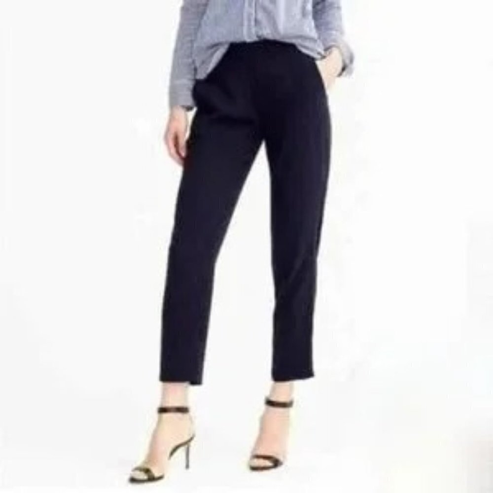 J. Crew Cigarette Pant Matte Crepe Women's Size 12 Black Classic Trouser
